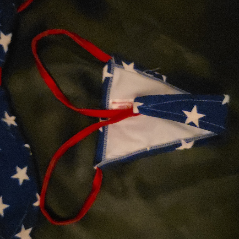 Sexy American Flag Swimsuit Triangle Top And Thong With Coverup 3 Piece - Picture 6 of 11